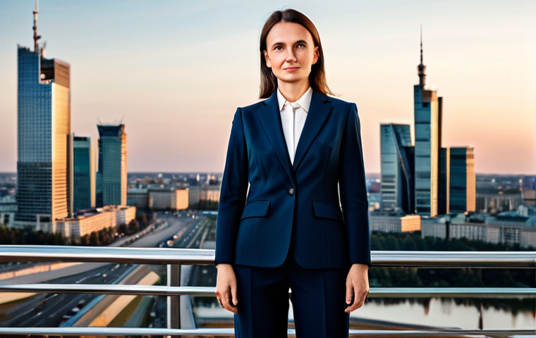 Modern Warsaw Professional**
"A professional businesswoman, fully clothed in a stylish, tailored suit (appropriate attire for a Warsaw business meeting), stands confidently against the backdrop of the Warsaw skyline at sunset, safe for work, perfect anatomy, correct proportions, natural pose, professional photography, high quality, modern and family-friendly."
**