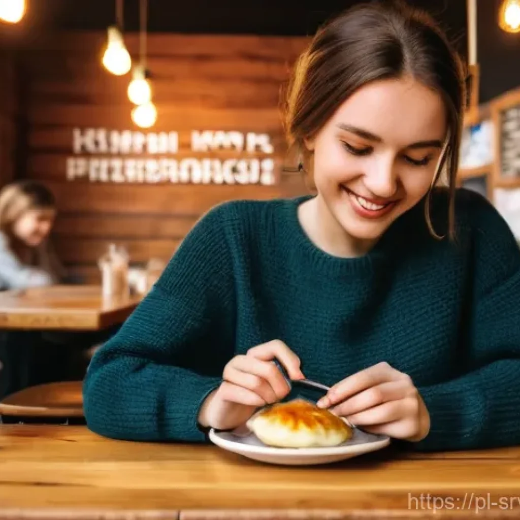 서비스 디자인에서의 프로세스 개선 전략 - **Prompt:** "A vibrant, authentic scene in a cozy Polish cafe. A young Polish woman, in her late 20s...