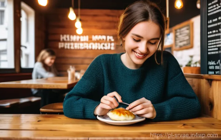 서비스 디자인에서의 프로세스 개선 전략 - **Prompt:** "A vibrant, authentic scene in a cozy Polish cafe. A young Polish woman, in her late 20s...