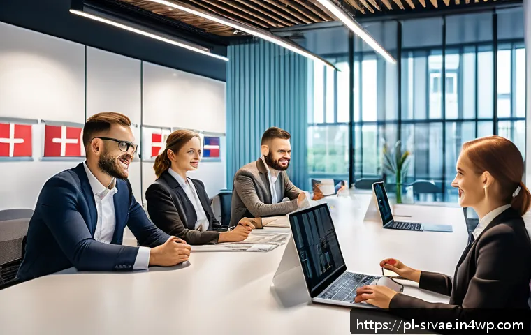 서비스 디자인에서의 감정적 연결 강화하기 - A modern Polish customer service office scene showing a diverse team of professionals engaging warml...